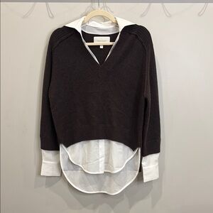 Brochu Walker Brown V-Neck Sweater Layered Design